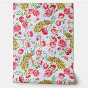 Papier Peint Tropical Vintage Peacock Garden Rococo Chinoiserie