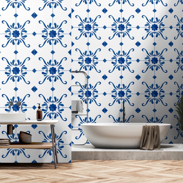 Papier Peint Tuile portugaise (Salle de bain)