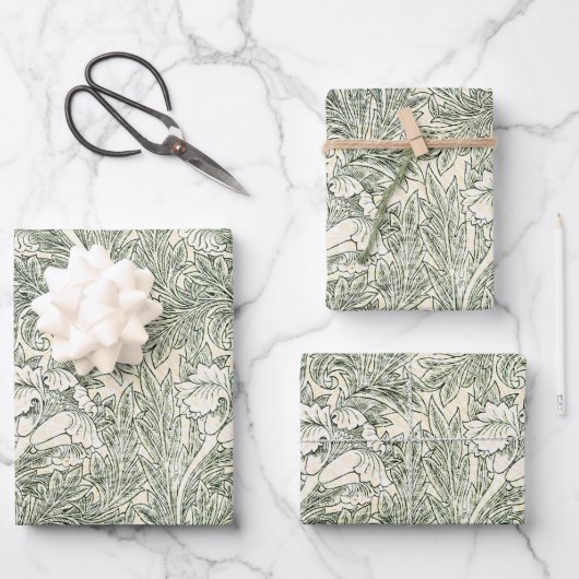Papier peint tulipe classique vert de William Morr (Recto)