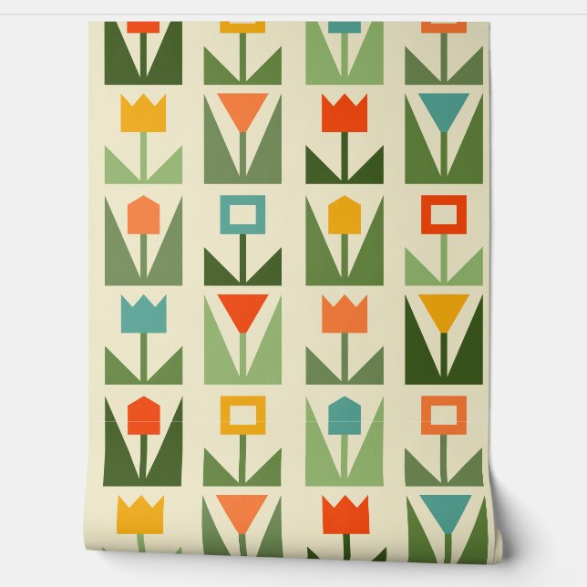Papier Peint Tulipe de Style Moderne du Milieu du  (Déroulement)