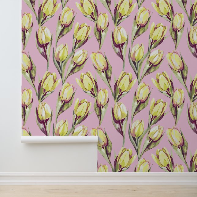 Papier Peint Tulipes aquarelles (Application)
