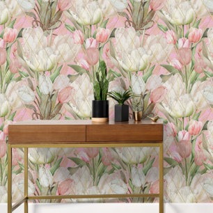 Papier Peint Tulipes Élégantes Modernes Avec Motif Or