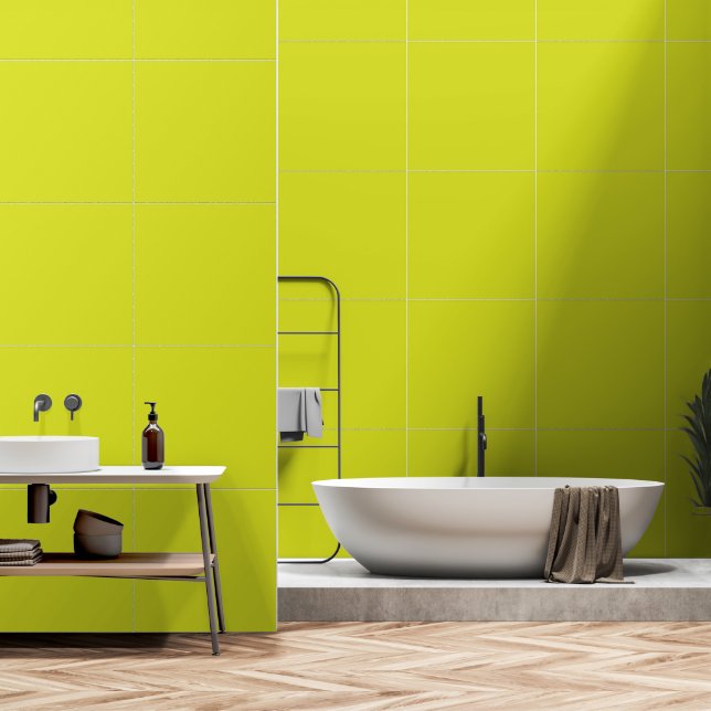 Papier Peint Un carré jaune vif avec un borde blanc distinct (Salle de bain)