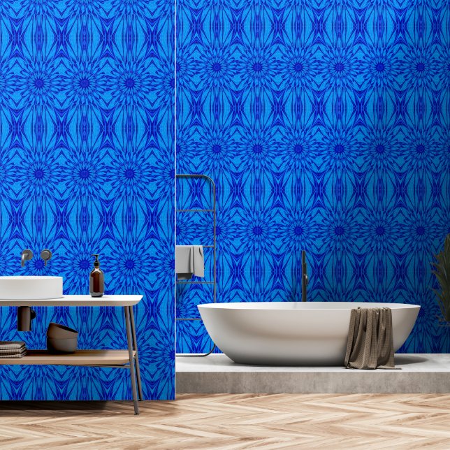 Papier Peint Un Fleur sauvage bleu 5 (Salle de bain)