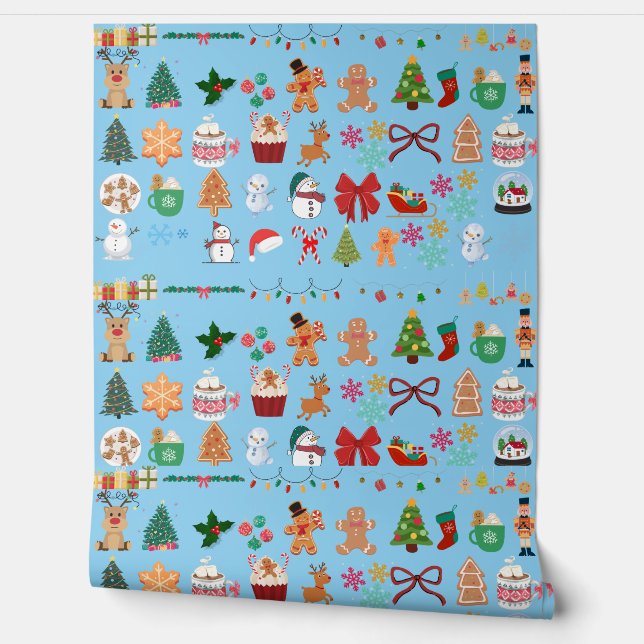 Papier Peint Un fond d'écran de Noël vibrant  (Déroulement)