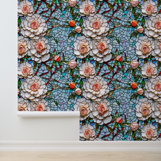 Papier Peint Un Joli Modèle Floral De Faux Mosaïque (Application)