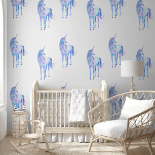Papier Peint Unicornes mignonnes blanches pourpres