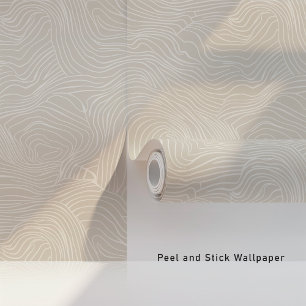 Papier Peint Vagues Abstraites minimalistes beige et blanc