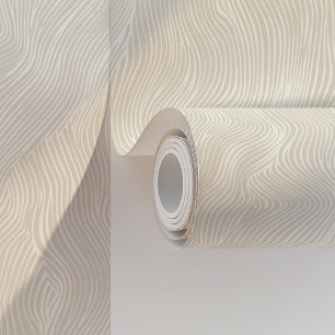 Papier Peint Vagues Abstraites minimalistes beige et blanc