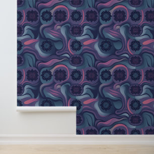 Papier Peint Vagues Mystiques : Enchanter le modèle floral crép