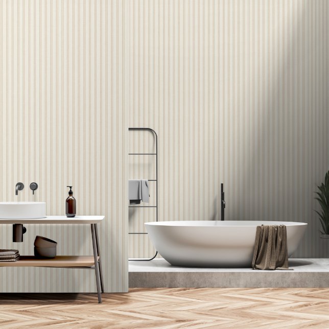 Papier Peint Vanille crémeuse et beige Ticking Belle (Salle de bain)