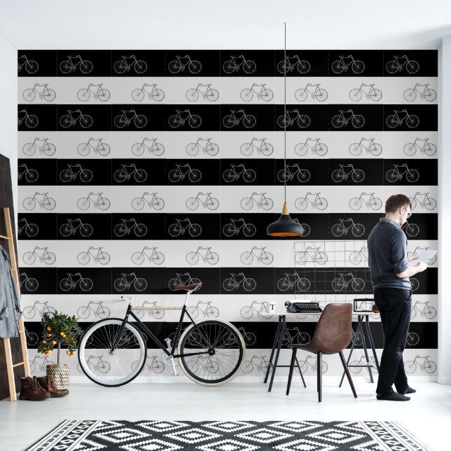 Papier Peint Vélos noir et gris (Salon)