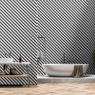 Papier Peint Vérifications géométriques en noir et blanc   Moti