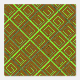 Papier Peint Vert Geo Brun