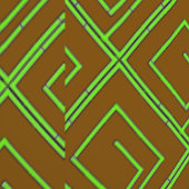 Papier Peint Vert Geo Brun (Couture)