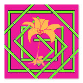 Papier Peint Vert Geo Floral Rose (Recto)
