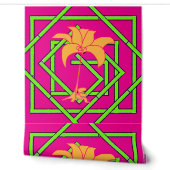 Papier Peint Vert Geo Floral Rose (Déroulement)