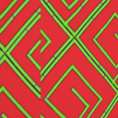Papier Peint Vert Géo Rouge (Couture)