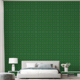 Papier peint vert motif géométrique