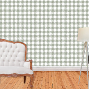 Papier Peint Vert sauge gingham carreaux plaid à carreaux 