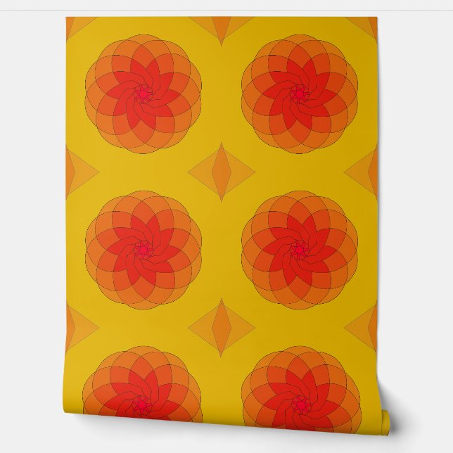 Papier Peint Vibrant Sunburst Design (Déroulement)