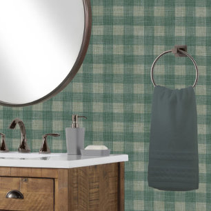 Papier Peint Vichy Lin Buffalo Vérifié Bleu Vert Foncé Carreaux
