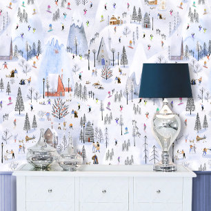 Papier Peint Village skiable alpin de montagne de Snowy très an