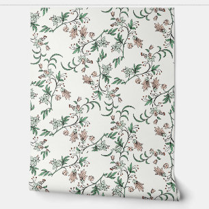 Papier Peint Vin vert rose floral Vintage Botanique