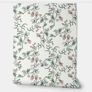 Papier Peint Vin vert rose floral Vintage Botanique