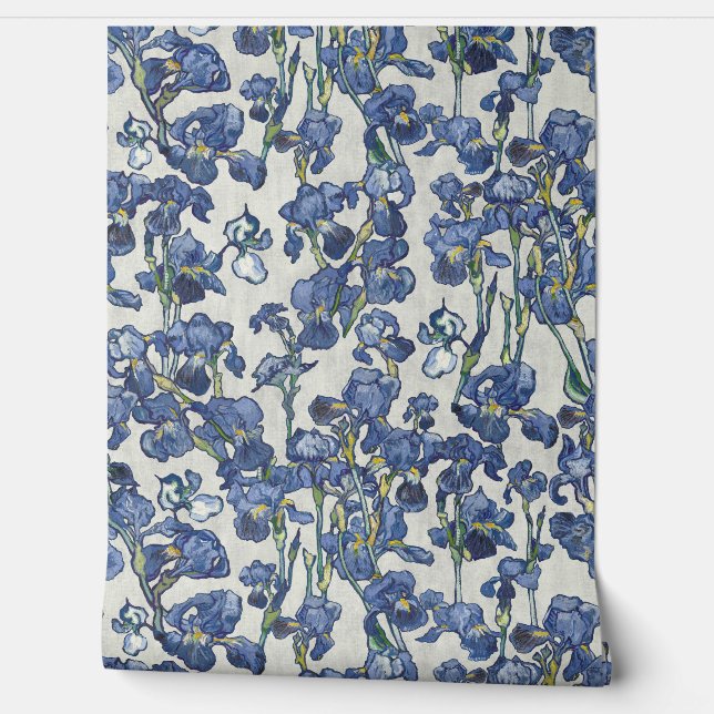 Papier Peint Vincent Van Gogh Irises Cobalt Blue Stone White (Déroulement)