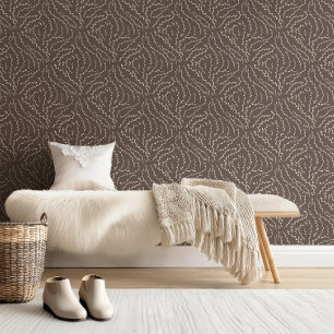 Papier Peint Vins Wavy Sketchy / noix brune