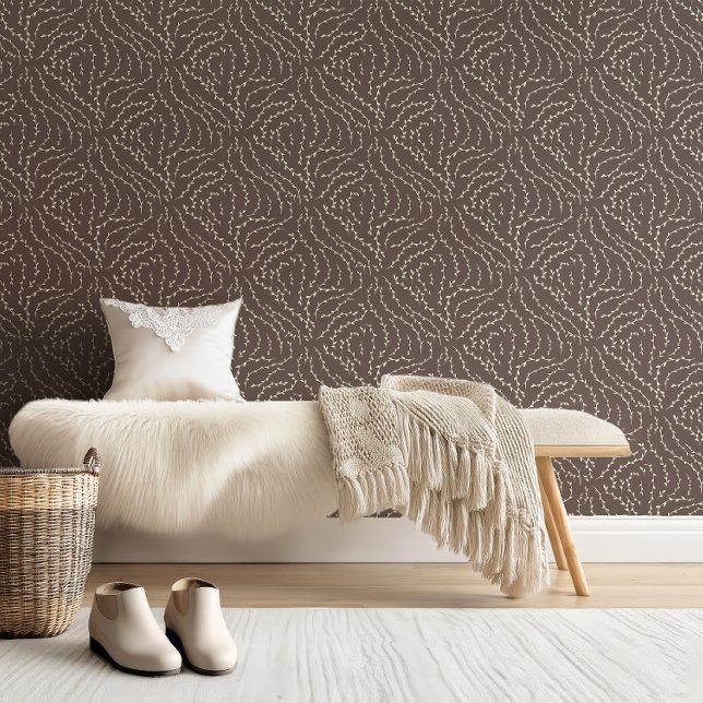 Papier Peint Vins Wavy Sketchy / noix brune (Créateur téléchargé)