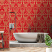 Vintage Art Nouveau Rouge Homard Lion Face Motif