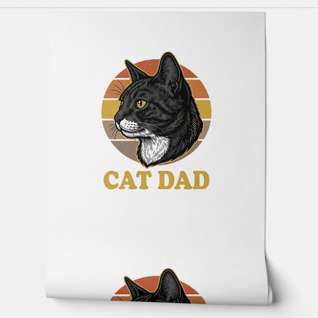 Papier Peint Vintage Cat Dad Retro Cat Lover Shirt Design_1 (Déroulement)