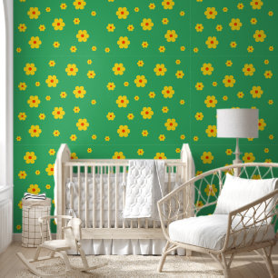 Papier Peint Vintage Jaune Fleur de marguerite Rtro Peel et Bât