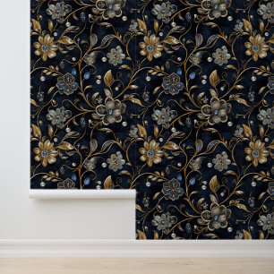 Papier Peint Vintage Luxe Fleurs de Minuit