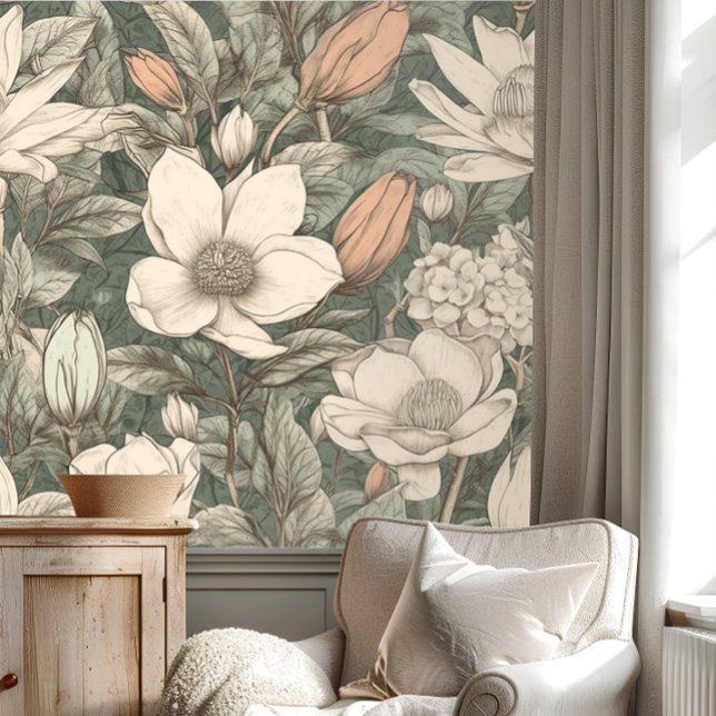 Papier Peint Vintage Magnolia Floral (Créateur téléchargé)