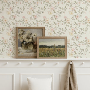 Papier Peint Vintage Pastel Floral Girls & Nursery Room Cottage