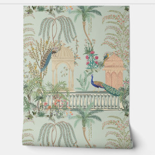 Papier Peint Vintage Peacock Bird Floral Mughal Garden Tropical
