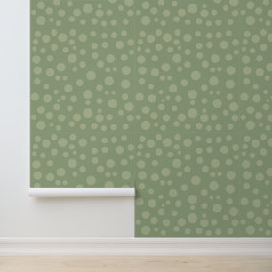 Papier Peint Vintage Polk à pois et vert sauge texturé