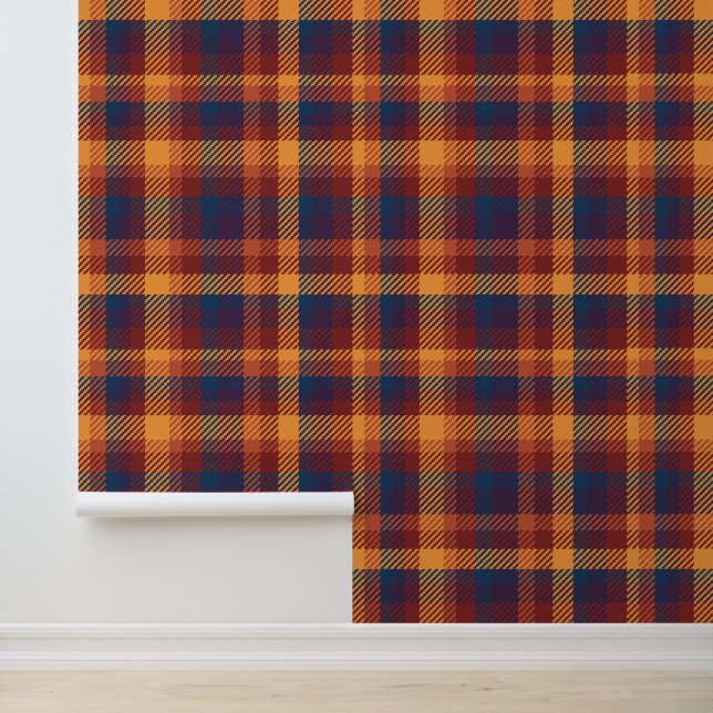 Papier Peint Vintage Rustique Plaid Automne (Application)