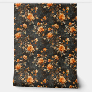 Papier Peint Vintage shabby chic jaune orange rose anglais