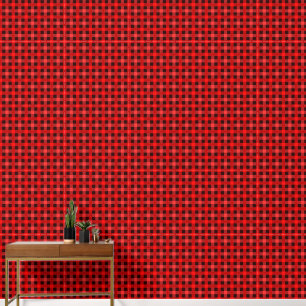 Papier Peint Vintage traditionnel Noir Rouge Plaid Texté
