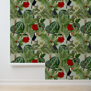 Papier Peint Vintage Tropical Toucan Motif