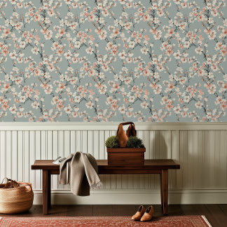 Papier Peint Vinyle Fleur de Cerisier Rose Japonai