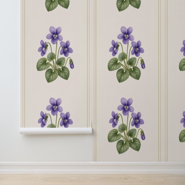 Papier Peint Violet Botanique, Fleur de Naissance de Février (Application)
