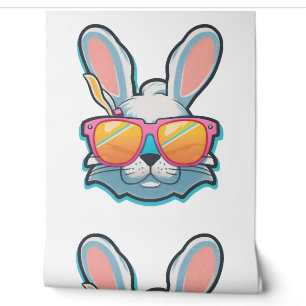 Papier Peint visage de lapin avec lunettes de soleil jour de Pâ