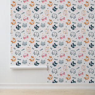 Papier Peint Visages de chat de dessin animé