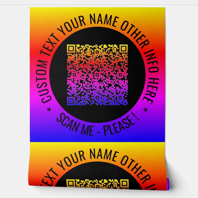 Papier Peint Votre QR Code Scan Info Texte personnalisé (Déroulement)