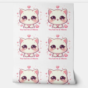 Papier Peint Vous m'aviez chez Meow Kawaii Cat Cute Pastel Home